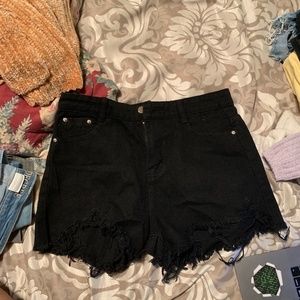 NWT Black Distressed/Frayed Denim Shorts
